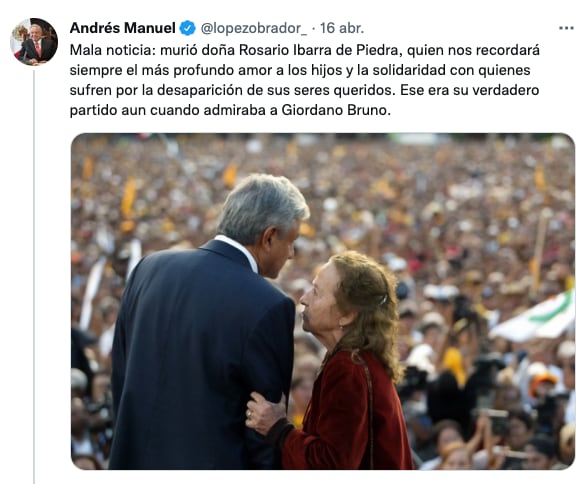 AMLO, Rosario Ibarra de Piedra