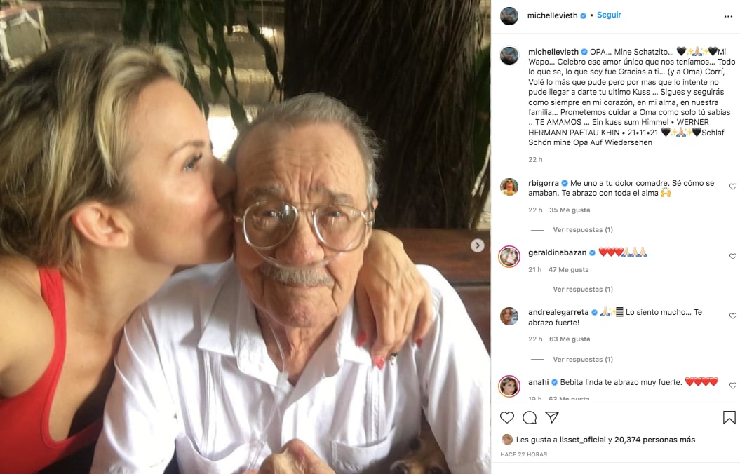 Muere abuelo de Michelle Vieth