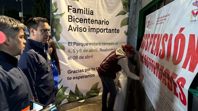 Colocación de sellos de suspensión de actividades en el Parque Bicentenario, sede del Axe Ceremonia 2025