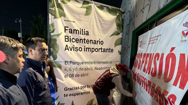 Colocación de sellos de suspensión de actividades en el Parque Bicentenario, sede del Axe Ceremonia 2025