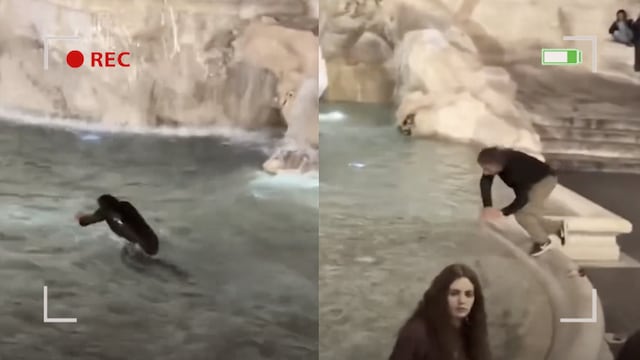 Turista se metió a nadar en la Fontana di Trevi de Roma y fue multado