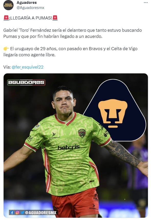 Nuevo delantero de Pumas