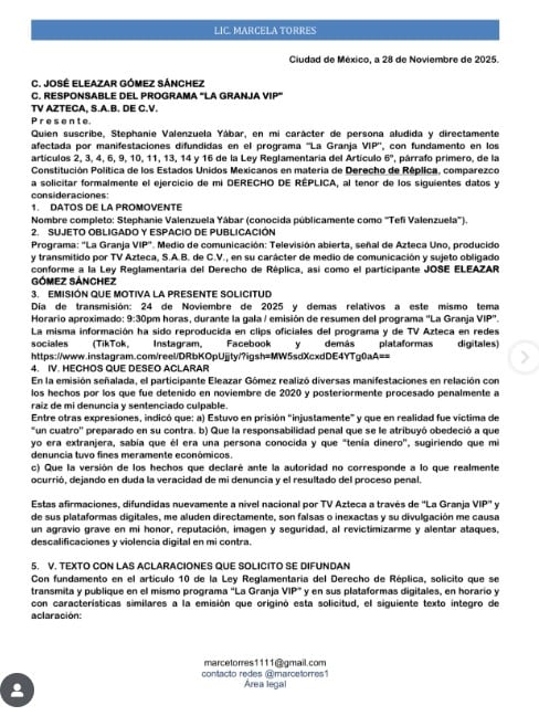 Tefi Valenzuela pide réplica ante comentarios de Eleazar Gómez en La Granja VIP