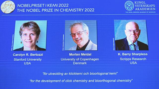 Carolyn Bertozzi, Barry Sharpless y Morten Meldal ganan el Premio Nobel 2022 de Química