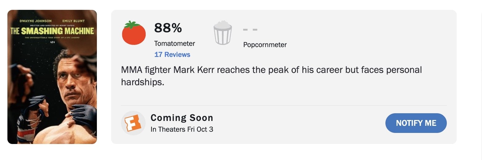 The Smashing Machine en Rotten Tomatoes
