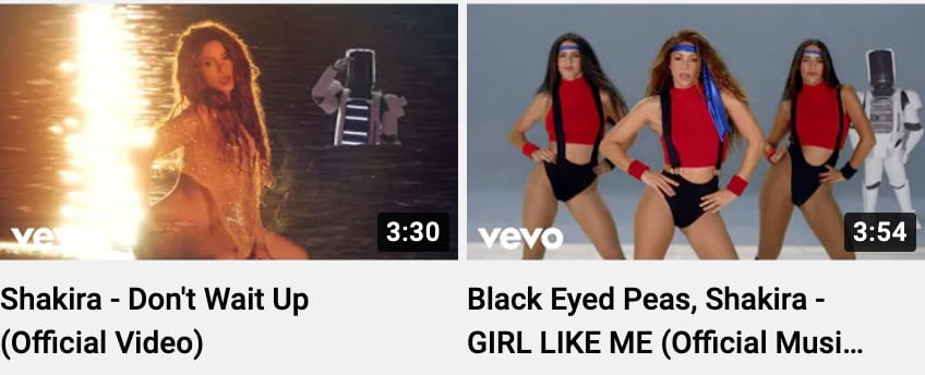 Otros videos de Shakira tienen al robot de 'Te Felicito'
