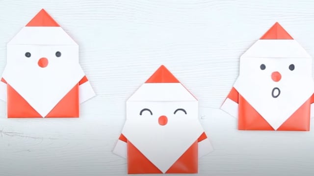 Santa Claus de origami, manualidad de papel para Navidad
