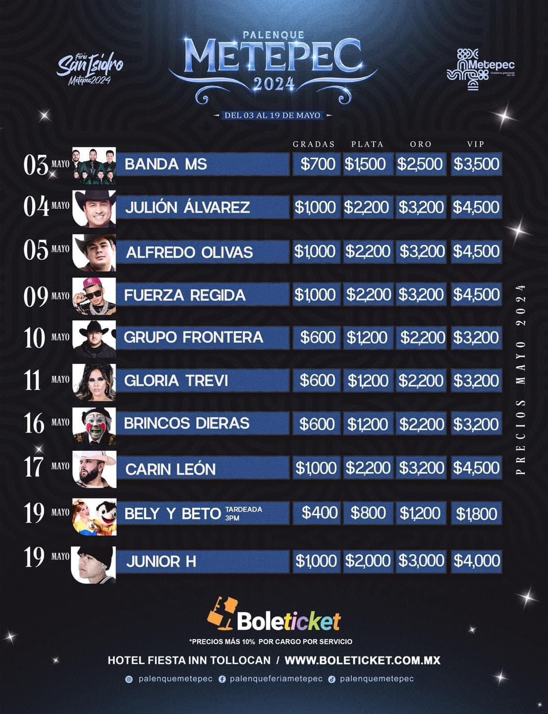 Precio de boletos para la Feria de San Isidro Metepec 2024