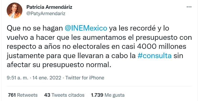 Tuit de Patricia Armendáriz