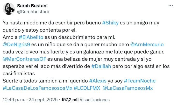 Sarah Bustani critica a Dalilah Polanco por si estancia en La Casa de los Famosos México 2025