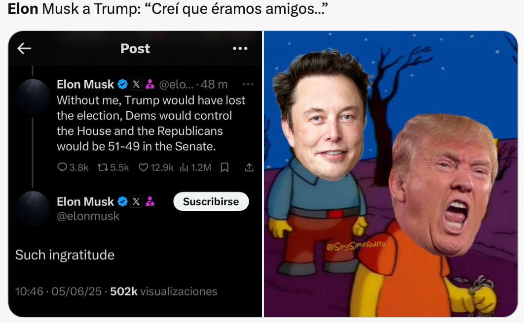 Memes de la pelea entre Elon Musk y Donald Trump