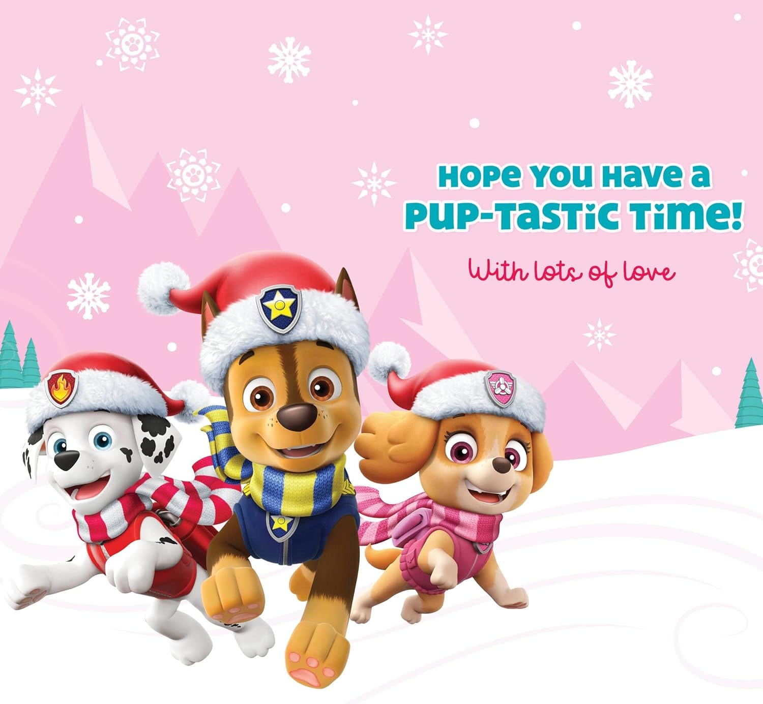 Invitación navideña de Paw Patrol con Skye, Chace y Marshall
