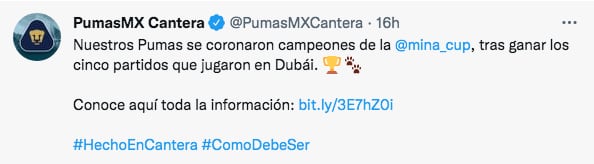 Pumas cantera Dubai Cup
