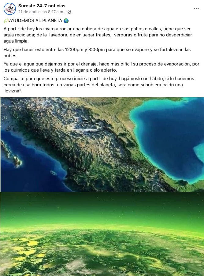 Fake news que Paolita Suárez replicó y que Conagua desmintió.