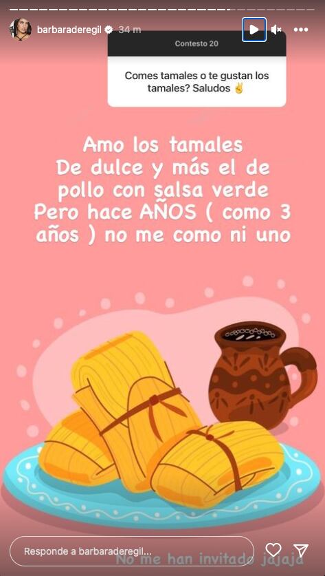 Bárbara de Regil confiesa que le gustan los tamales, pero lleva tres años sin comerlos