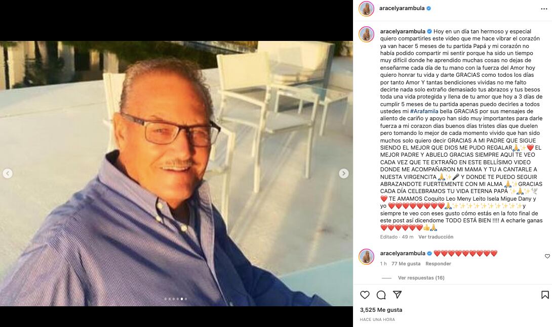 Aracely Arámbula rinde homenaje a su papá