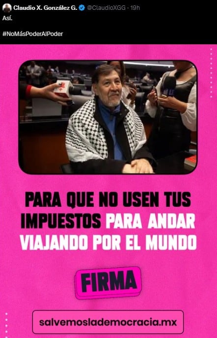 Viaje de Gerardo Fernández Noroña a Palestina le genera pleito con Claudio X. González