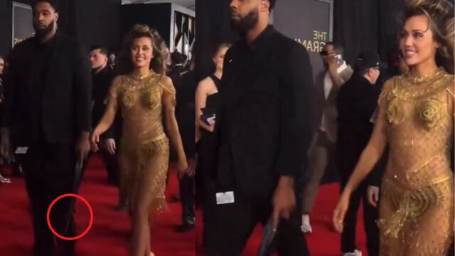 El perturbador video del guardaespaldas de Miley Cyrus en Grammy 2024