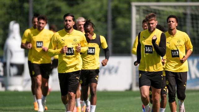 Jugadores del Borussia Dortmund previo a la final de Champions.