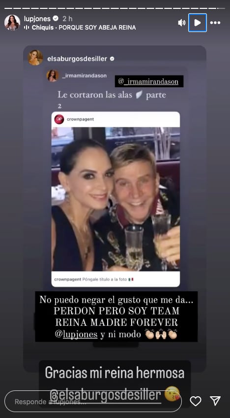 Lupita Jones repostea historia sobre el despido de Cynthia de la Vega en Miss Universo México.