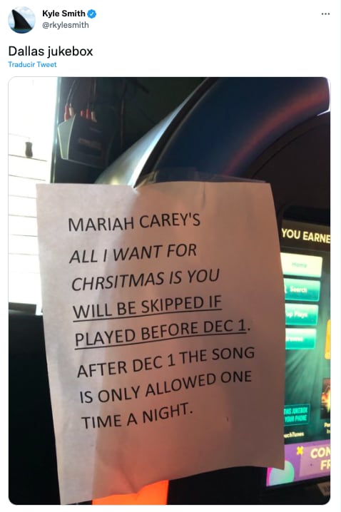 Bar prohíbe reproducir canción navideña de Mariah Carey