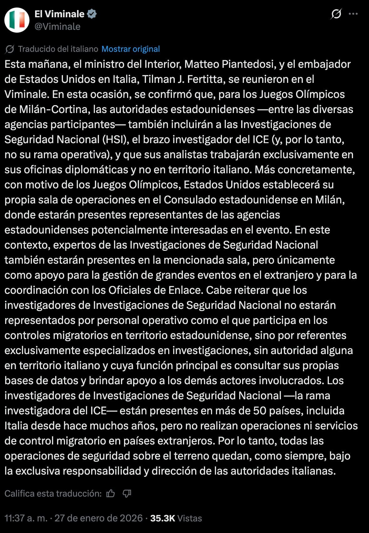 ICE vigilará los Juegos Olímpicos de Invierno de Italia y genera polémica