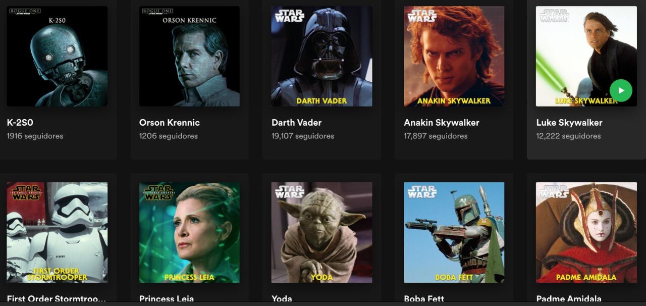 Playlist de 'Star Wars' en Spotify
