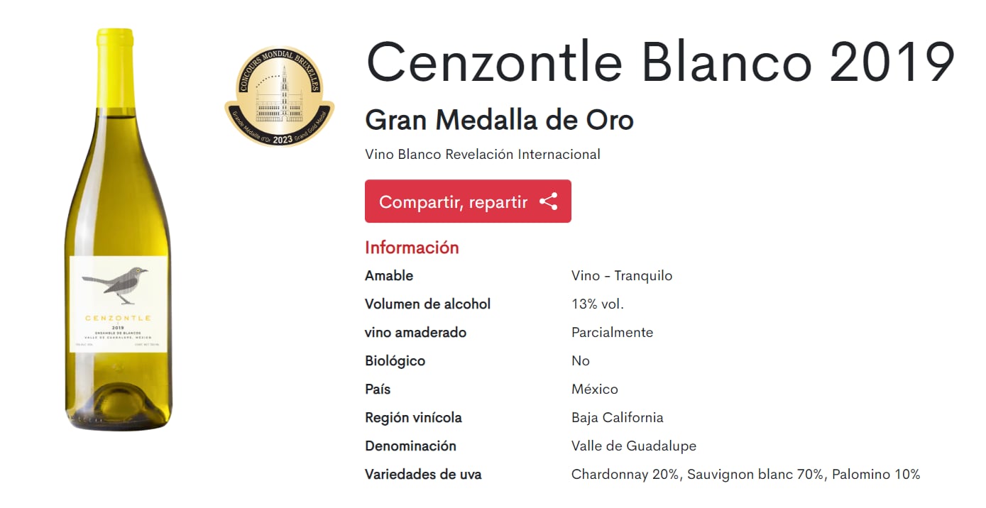 Vino blanco El Cenzontle Blanco