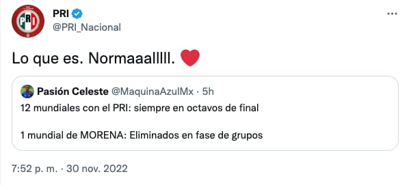 PRI se burla de Morena tras eliminación de México en el mundial