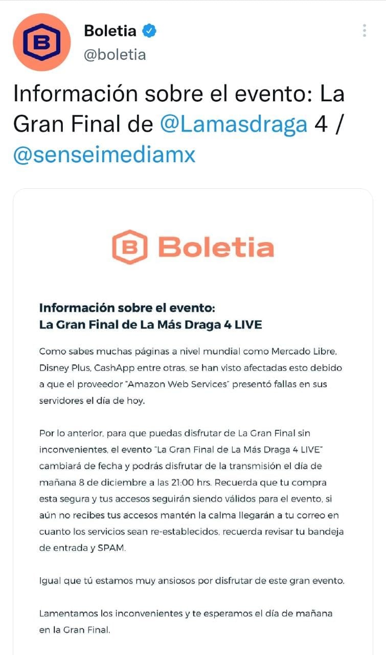 Publicación de Twitter