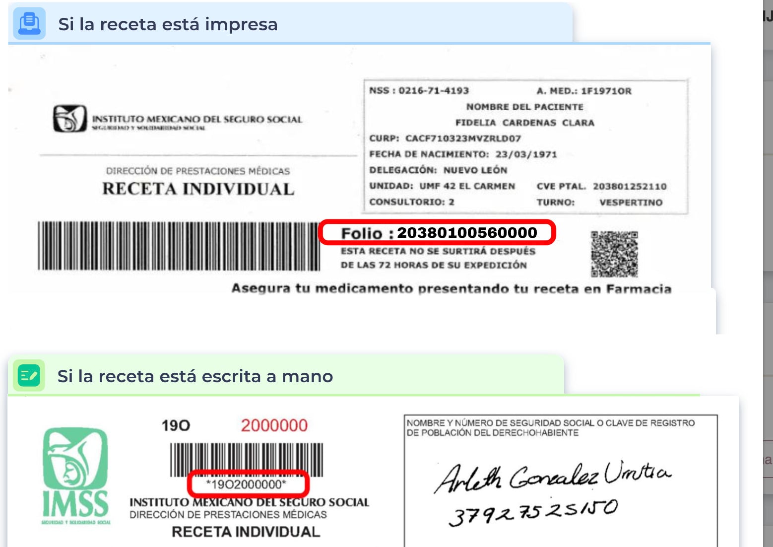 Receta completa IMSS