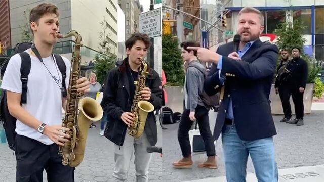 Músicos callan a predicador homofóbico con arte.