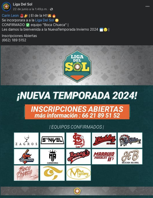 Carin León compra equipo de béisbol