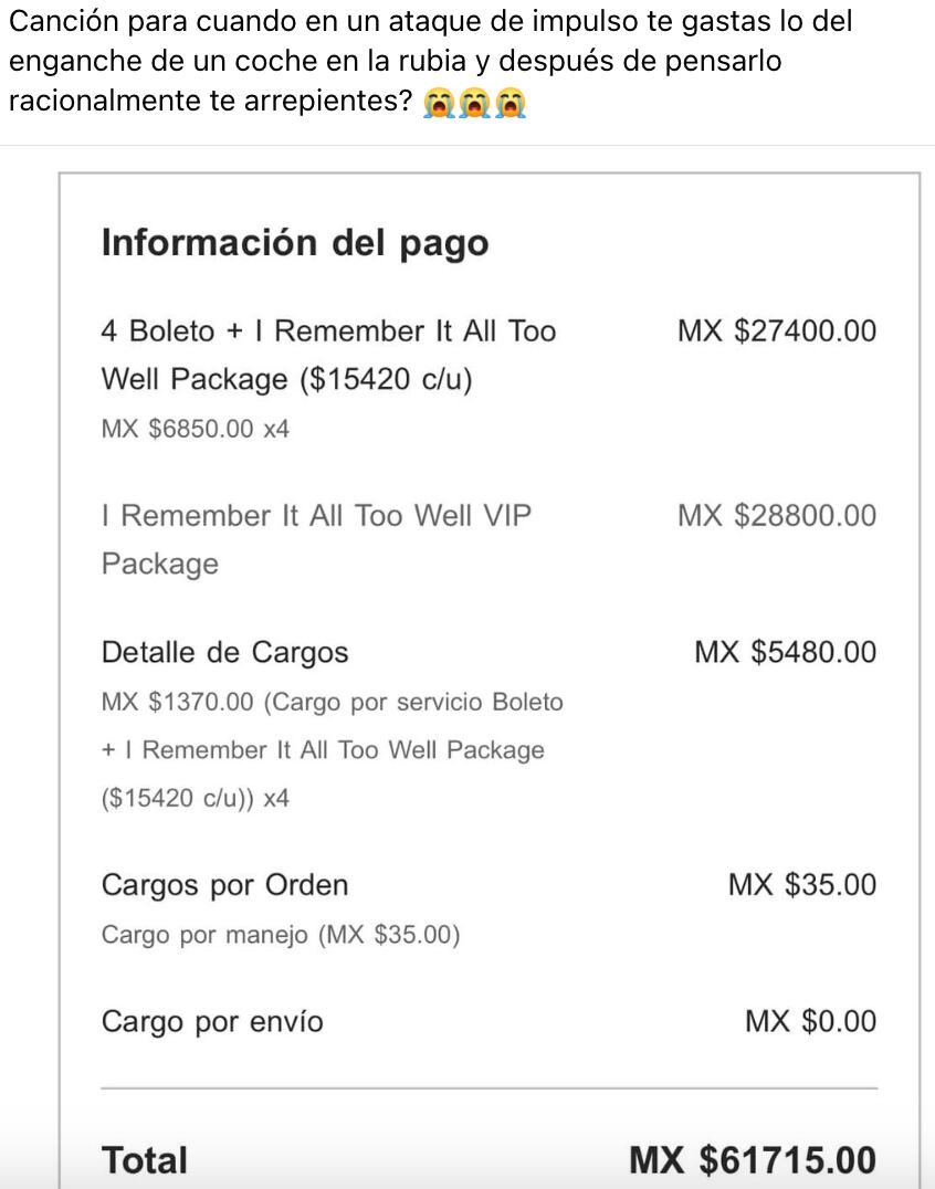 Fan arrepentido de comprar un boleto de Taylor Swift tan caro