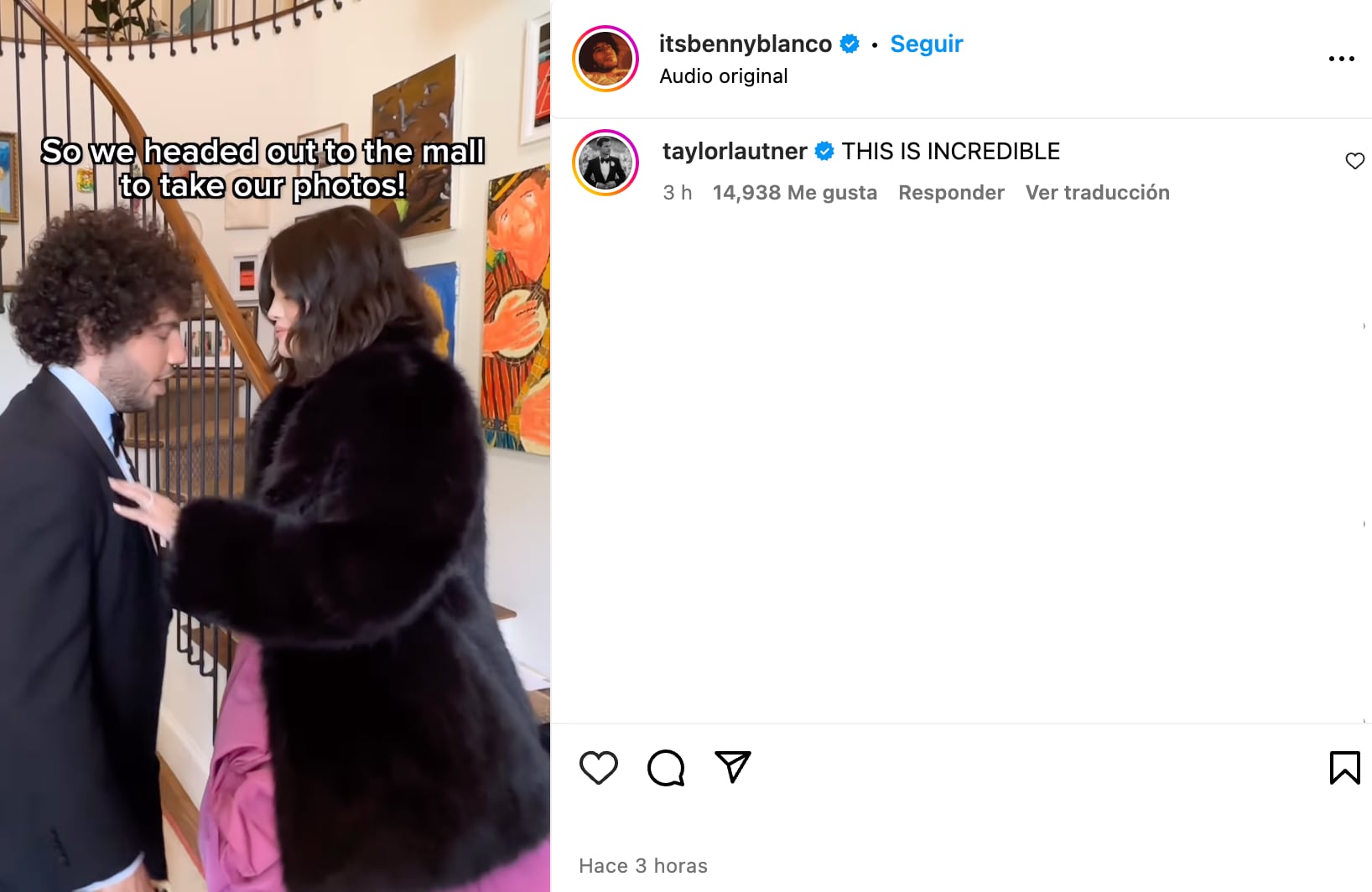 Taylor Lautner reacciona a la graduación que Benny Blanco organizó a Selena Gomez