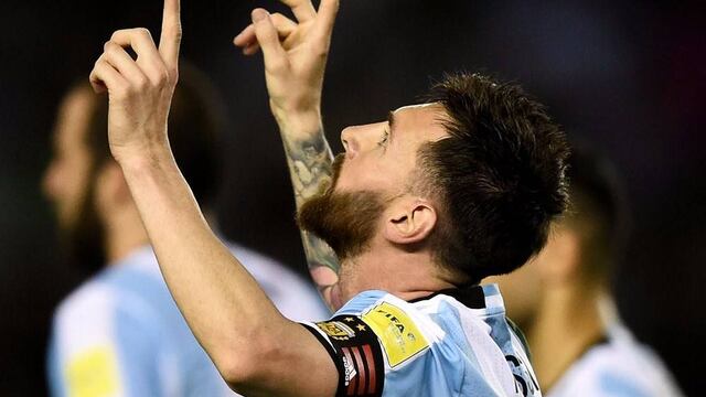 Messi festeja gol con la Albiceleste.