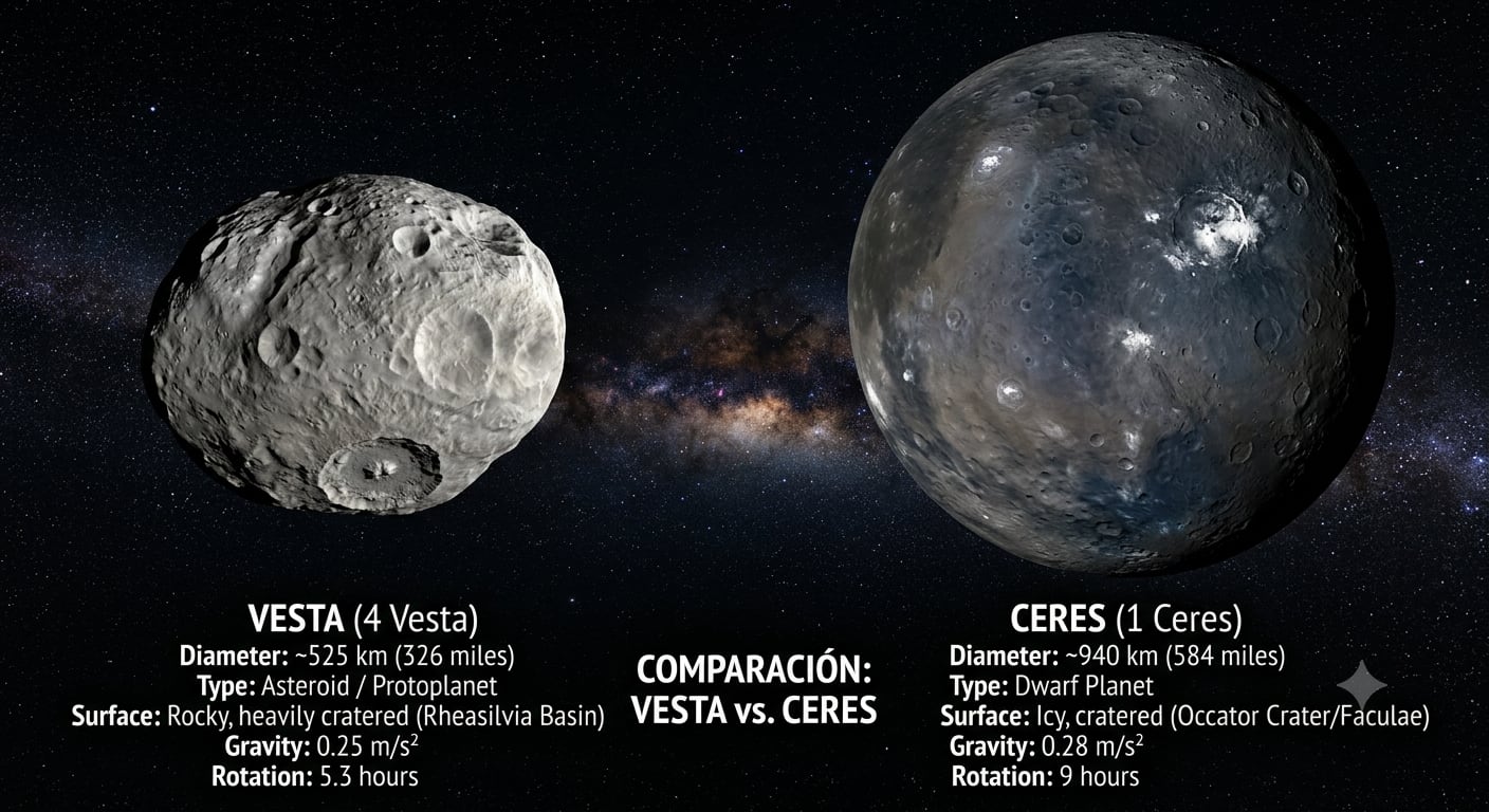 Comparación Vesta vs Ceres