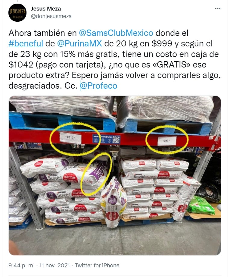 Exhiben oferta falsa en la compra de croquetas en Sam's Club