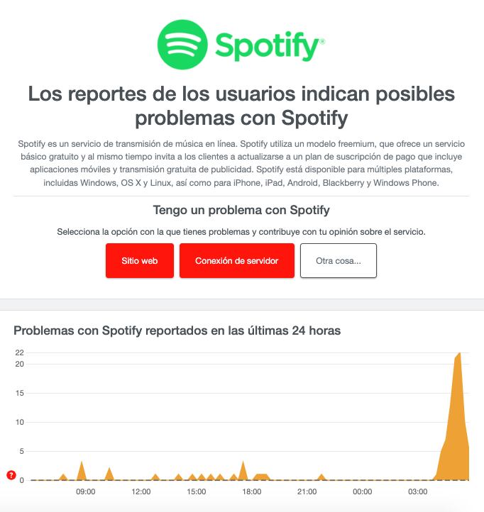 Spotify se cayó hoy 26 de marzo