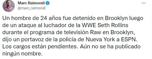 Un detenido por ataque a Seth Rollins