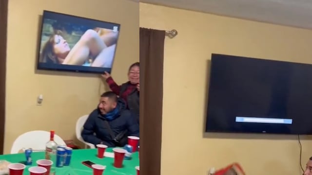 Película porno en cena familiar