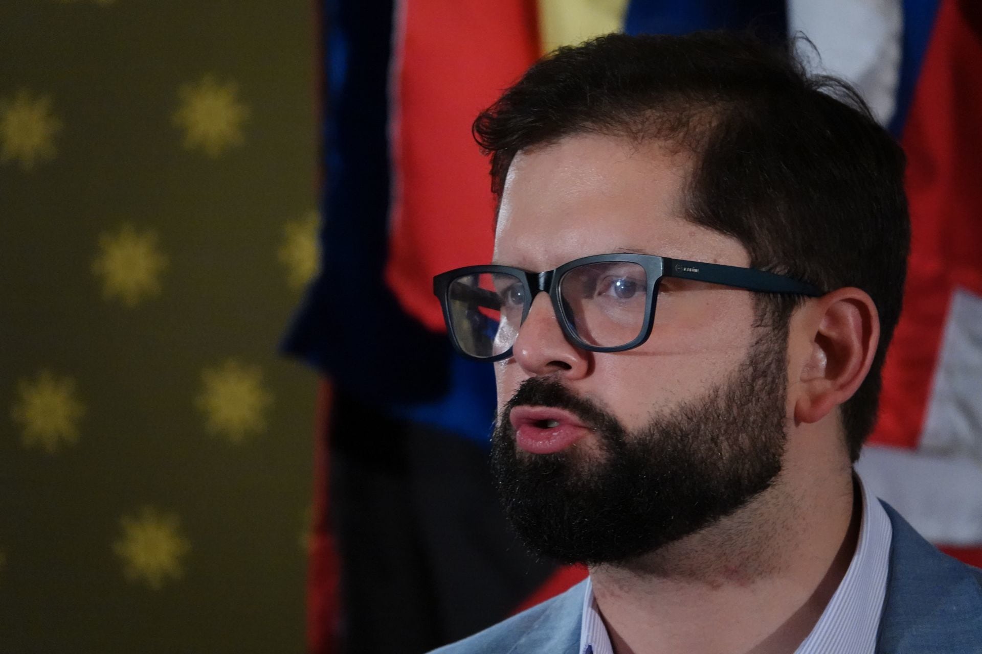 El presidente Gabriel Boric durante la conferencia de prensa.