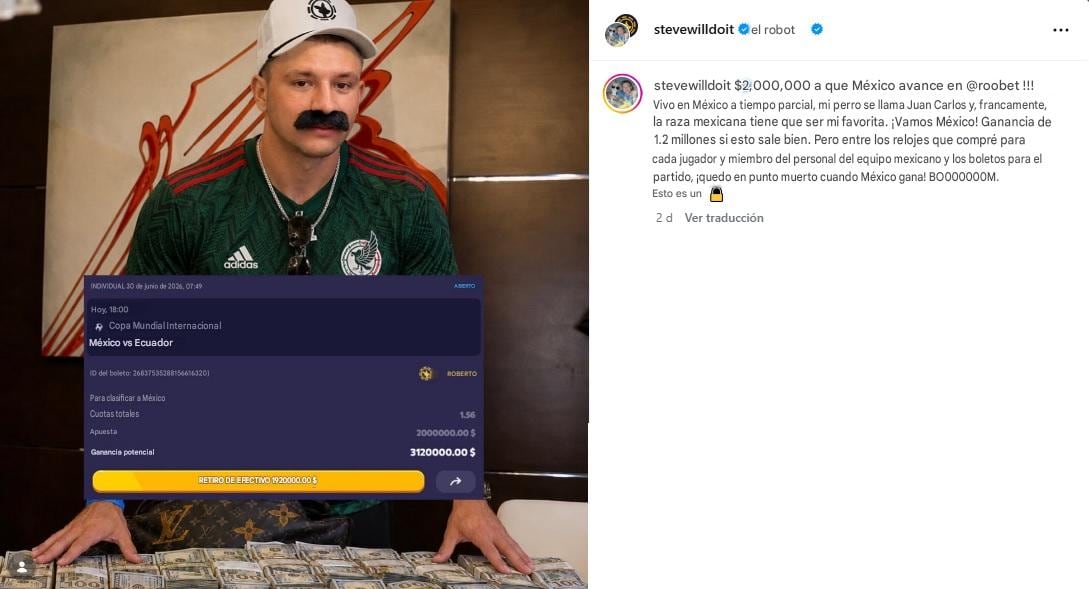 Steve Will Do It ganó apuesta al partido México vs Ecuador y regala Rolex a los seleccionados (traducida).