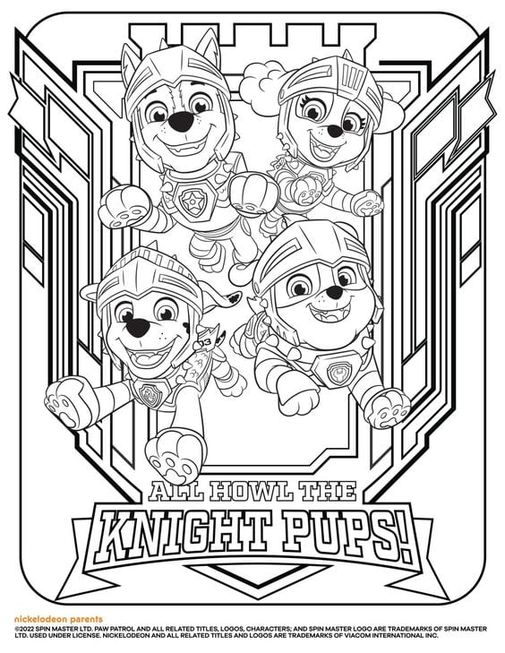 Dibujos de Paw Patrol regreso a clases para colorear