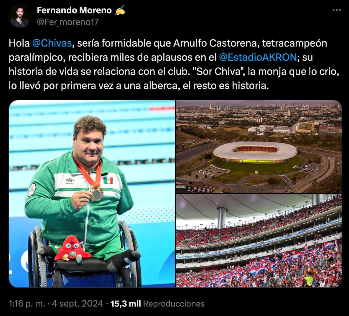 Piden homenaje de Chivas a Arnulfo Castorena.