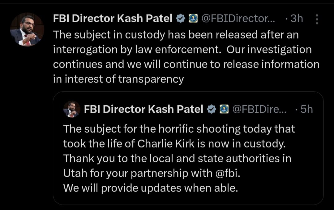 FBI sobre atentado contra Charlie Kirk