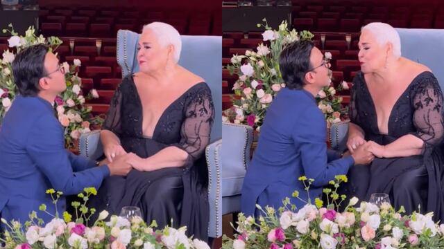 Adal Ramones y Lupita D'Alessio se besan.