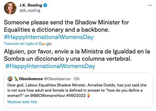 Tuit de J. K. Rowling