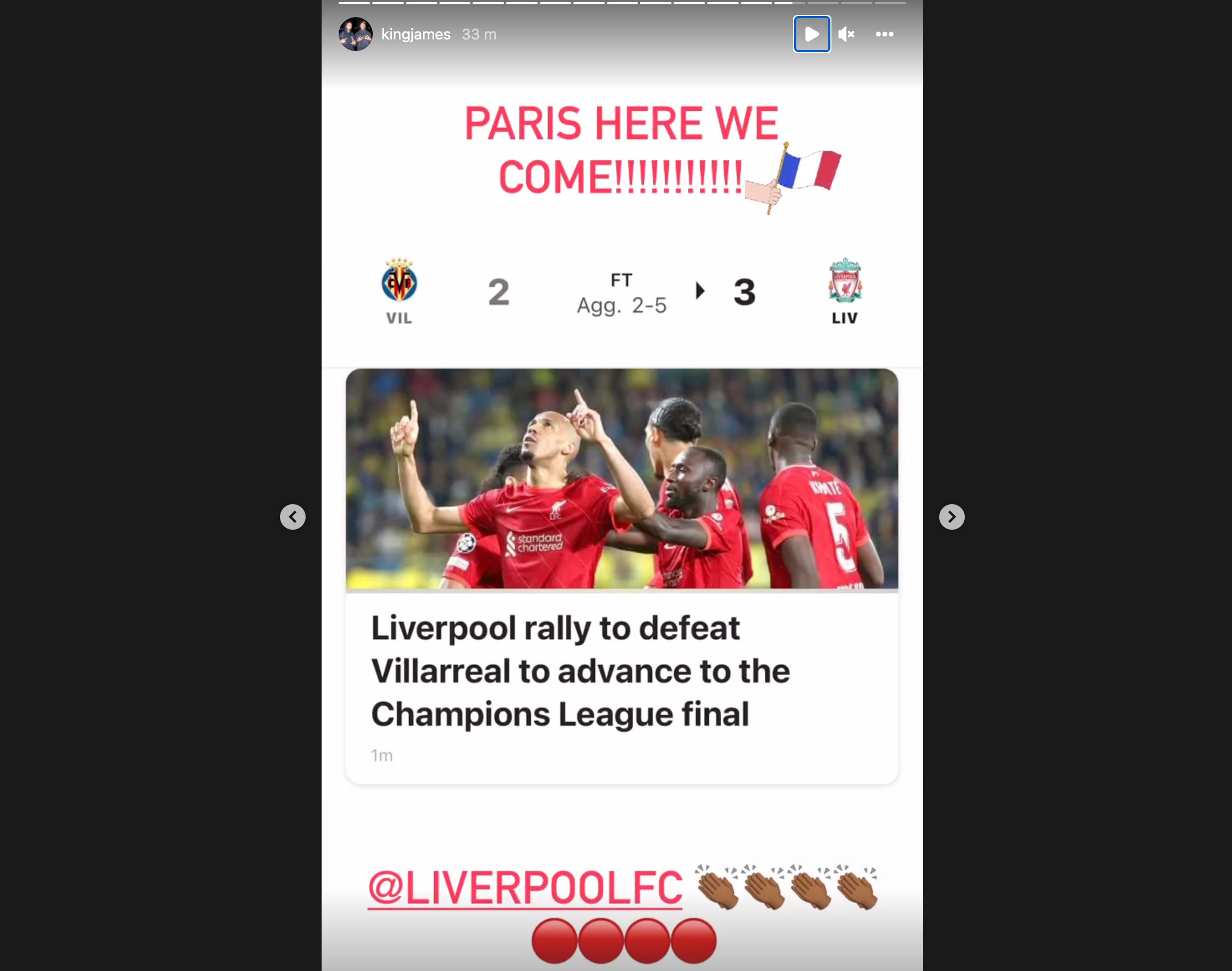 LeBron James celebró el triunfo del Liverpool FC