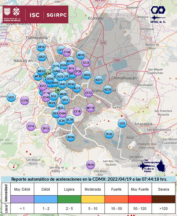 Reporte del sismo 19 de abril
